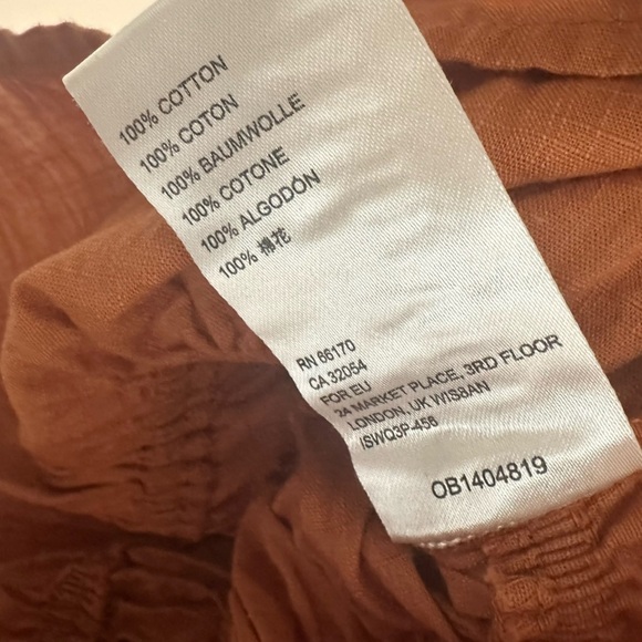 Free People Top Cropped Blouse Lace Up Boho Milkmaid Orange Size Extra Small - Picture 8 of 9